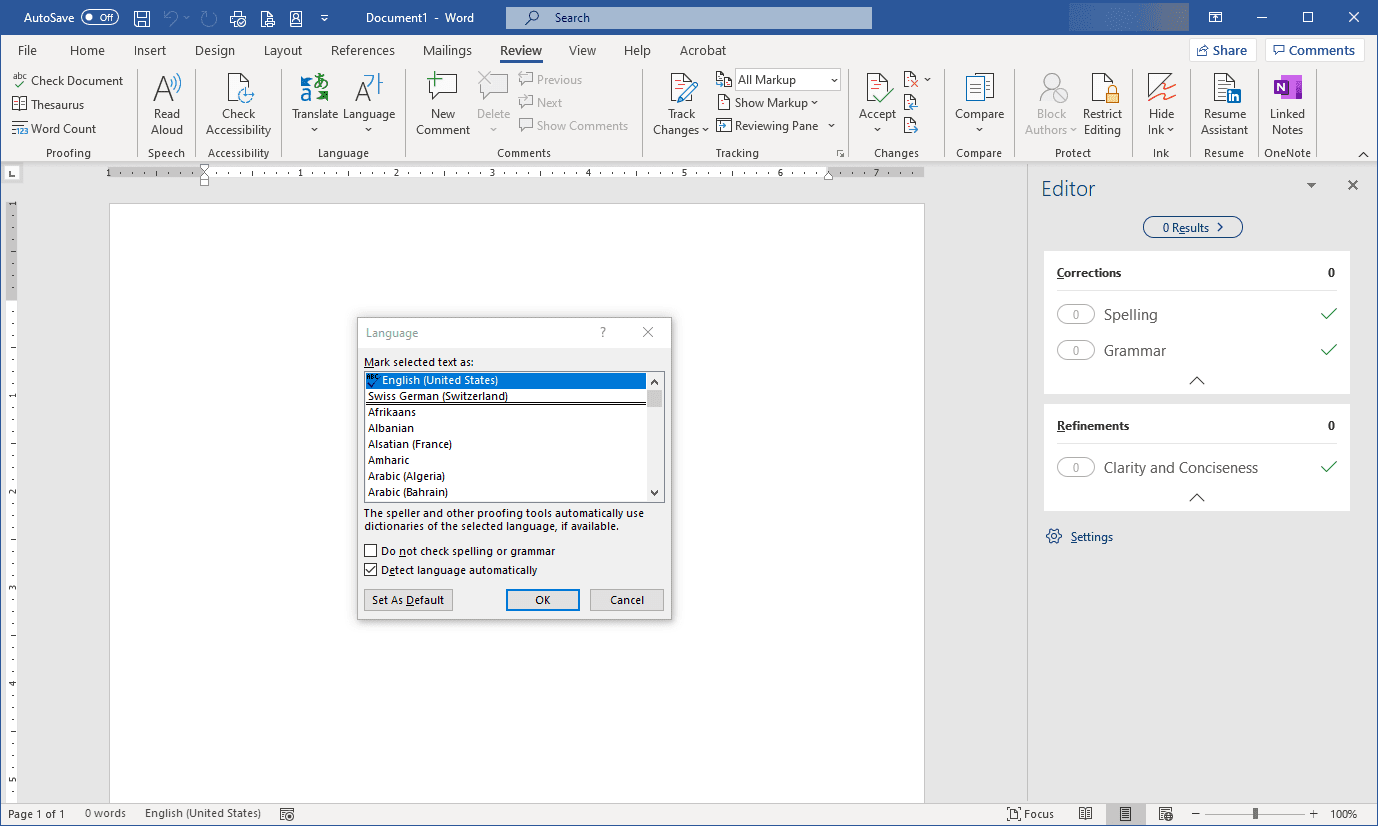 change the language for spell check in powerpoint mac